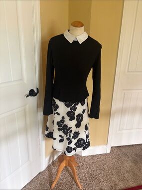 Black & White Floral A-Line Dress